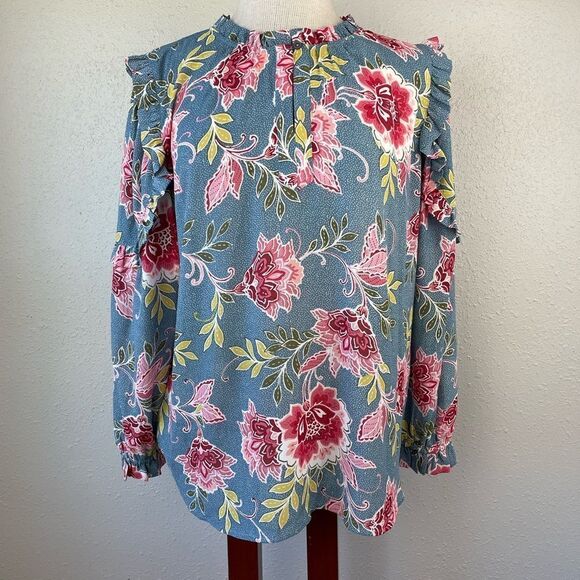 LOFT Floral Tunic Top Size Petite L EUC - Picture 1 of 7